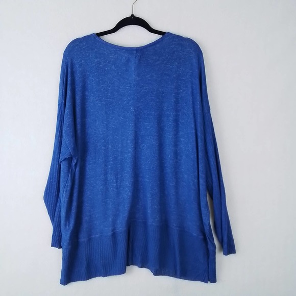 Per Se Womens Sweater 3X Blue Long Sleeve Knit Top Relax Fit Scoop Neck‎ Ribbed - Picture 2 of 12